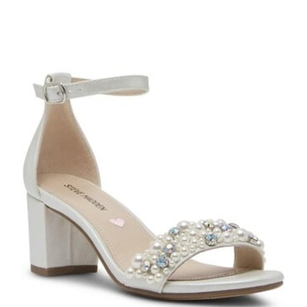 Steve‎ Madden Girls  JCarrson Sandal Size 6 Pearl Ankle Strap Block Heel